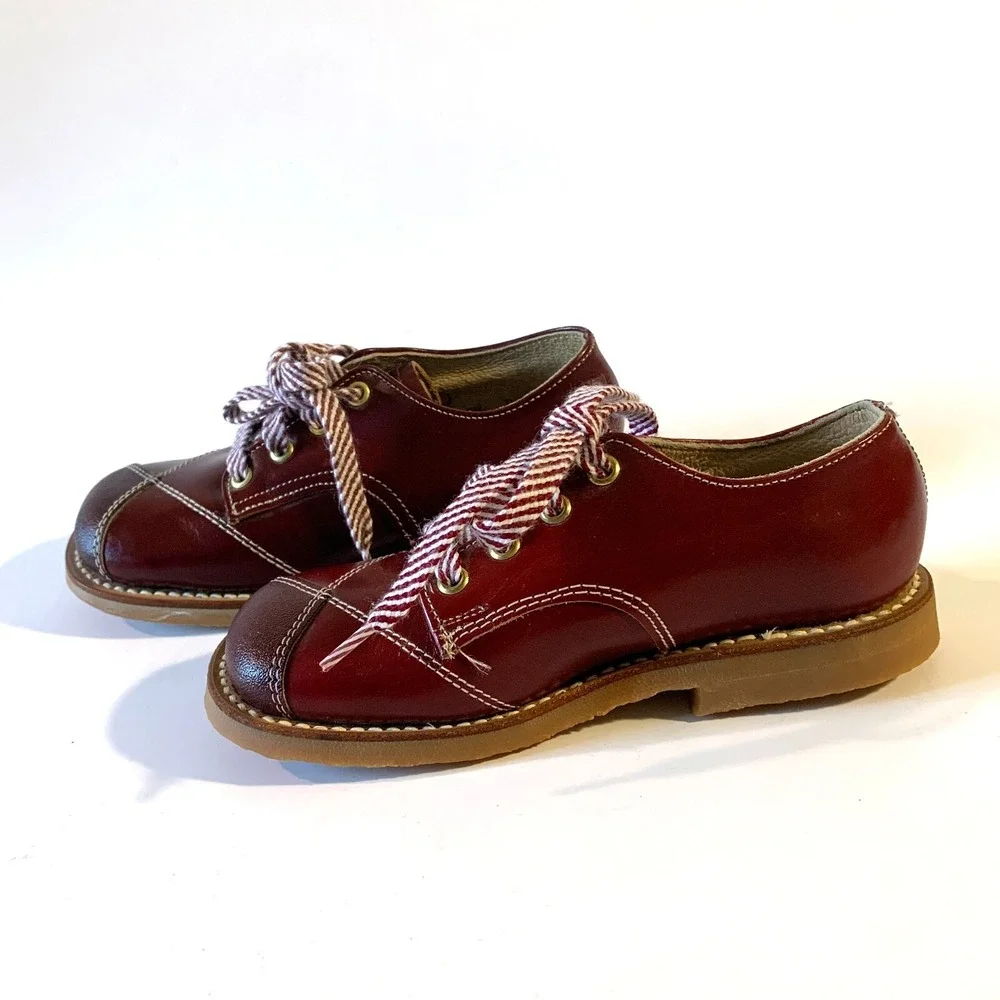 Vintage Retro Toddler Shoes Leather Hard‎ Rubber Soles WSCo Made in USA Sz 8 1/2